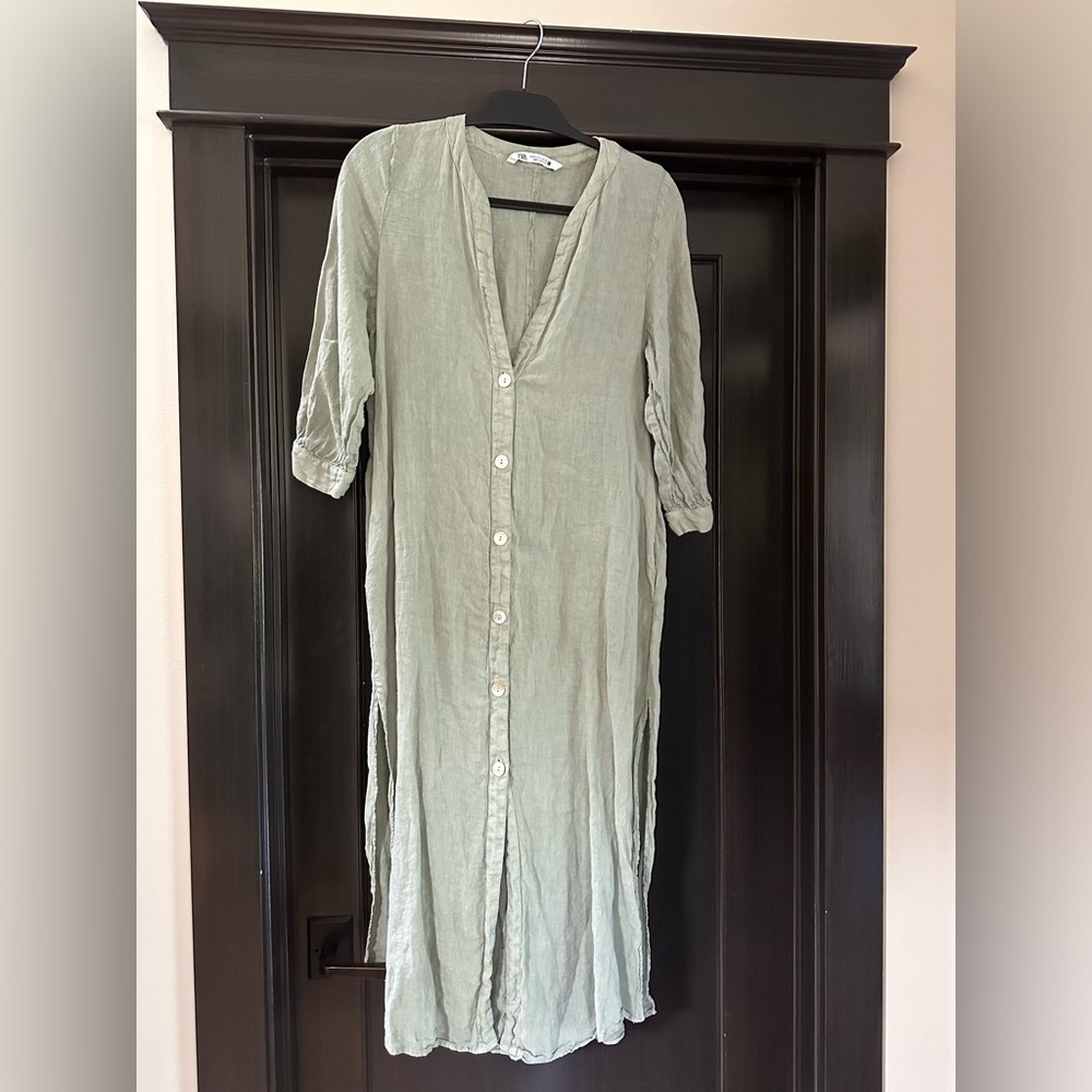 Zara green linen dress